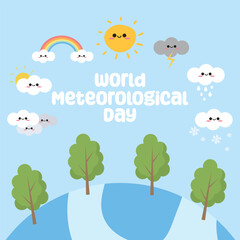 World Meteorological Day vector design for celebration. Suitable for background, template, social media, poster, flyer design, flat illustration, banner,  etc