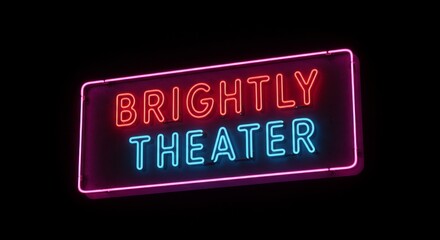 Obraz premium Brightly Theater Neon Sign - A vibrant neon sign for a theater, showcasing 