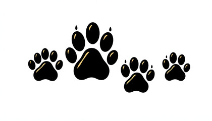 paw icon set black icon png transparent, graphic novel art. with white shades
