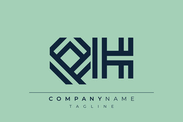 QH minimal line logo. Letter Q and H vector line logo design.