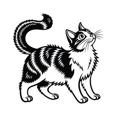 Obraz premium Intricate Fluffy Cat Vector Illustration