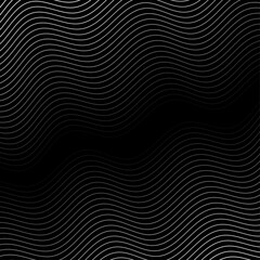 Abstract background with lines and waves. Banner.  Element for design isolated on black. Vector background for brochure, booklet, flyer, poster. White and black gradient