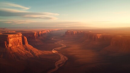 Arizona Canyon Sunset Aerial View