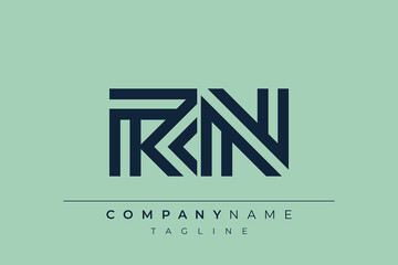 RN minimal line logo. Letter R and N vector line logo design.