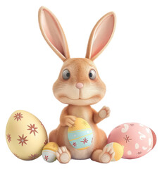 Fototapeta premium PNG Easter bunny and easter eggs rabbit celebration decoration.