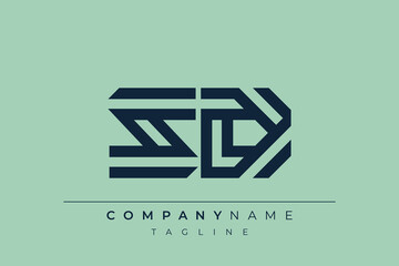 Obraz premium SD minimal line logo. Letter S and D vector line logo design.