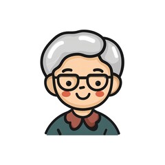Obraz premium Simple icon illustration of an old lady or grandmother 