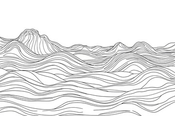 One line drawing of sea ocean waves illustration. Contour line and continuous drawing.