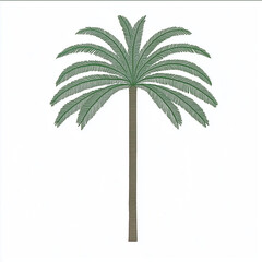Minimalist Botanical Illustration of a Single Palm Tree With Lush Green Fronds