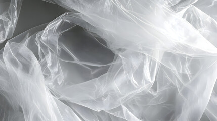 Obraz premium Transparent plastic sheets interwoven to create an abstract texture in soft light