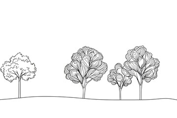 Continuous line drawing of tree on white background.