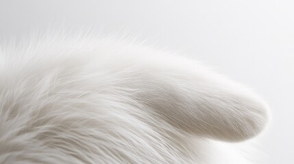 Obraz premium A close-up view captures the soft, fluffy tail of a white bunny, resting comfortably against a light background. The enchanting texture invites a sense of warmth and cuteness
