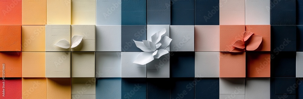 Aufkleber a 3d rendering of an abstract background featuring a rainbow of colorful blocks