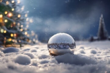 christmas ball on snow