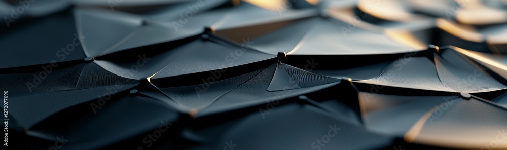 Poster the background image is a 3d render of an abstract black crystal with a faceted texture, designed to
