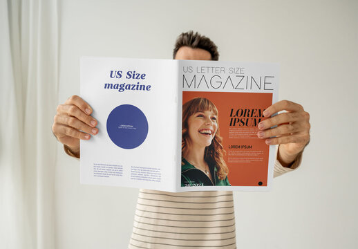 Mockup Of Man With Customizable Magazine Covering Face