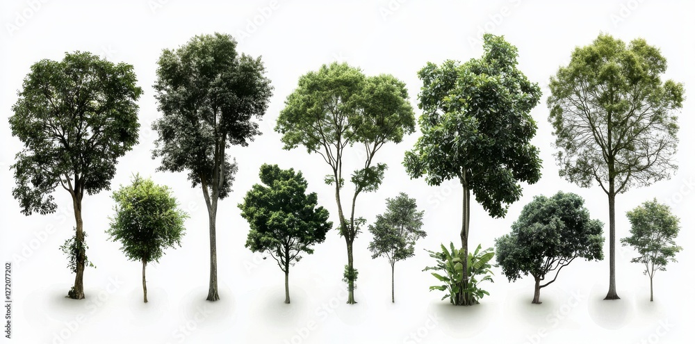 Poster beautiful 3d trees isolated on pngs with transparent backgrounds can be utilized for visualization p