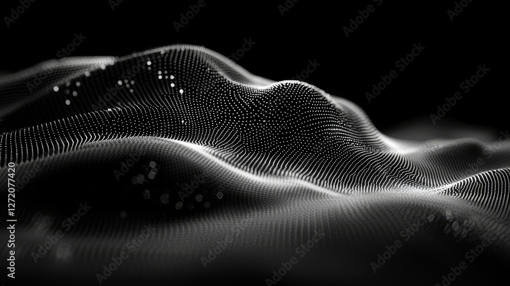 Poster the concept of big data is visually represented through a futuristic point wave and an abstract digi