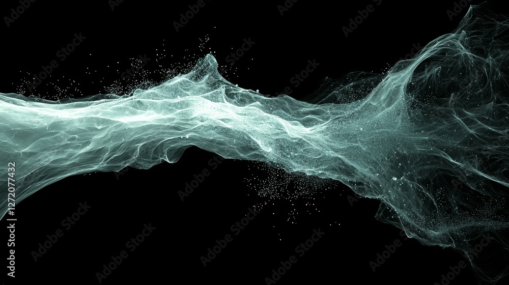 Poster The image features a data technology background with an abstract design, including connecting dots and lines set against a dark background, created using 3D rendering in 4k resolution