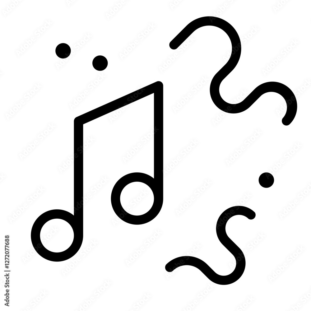 Poster creative line icon representation of a musical note with abstract elements for artistic design