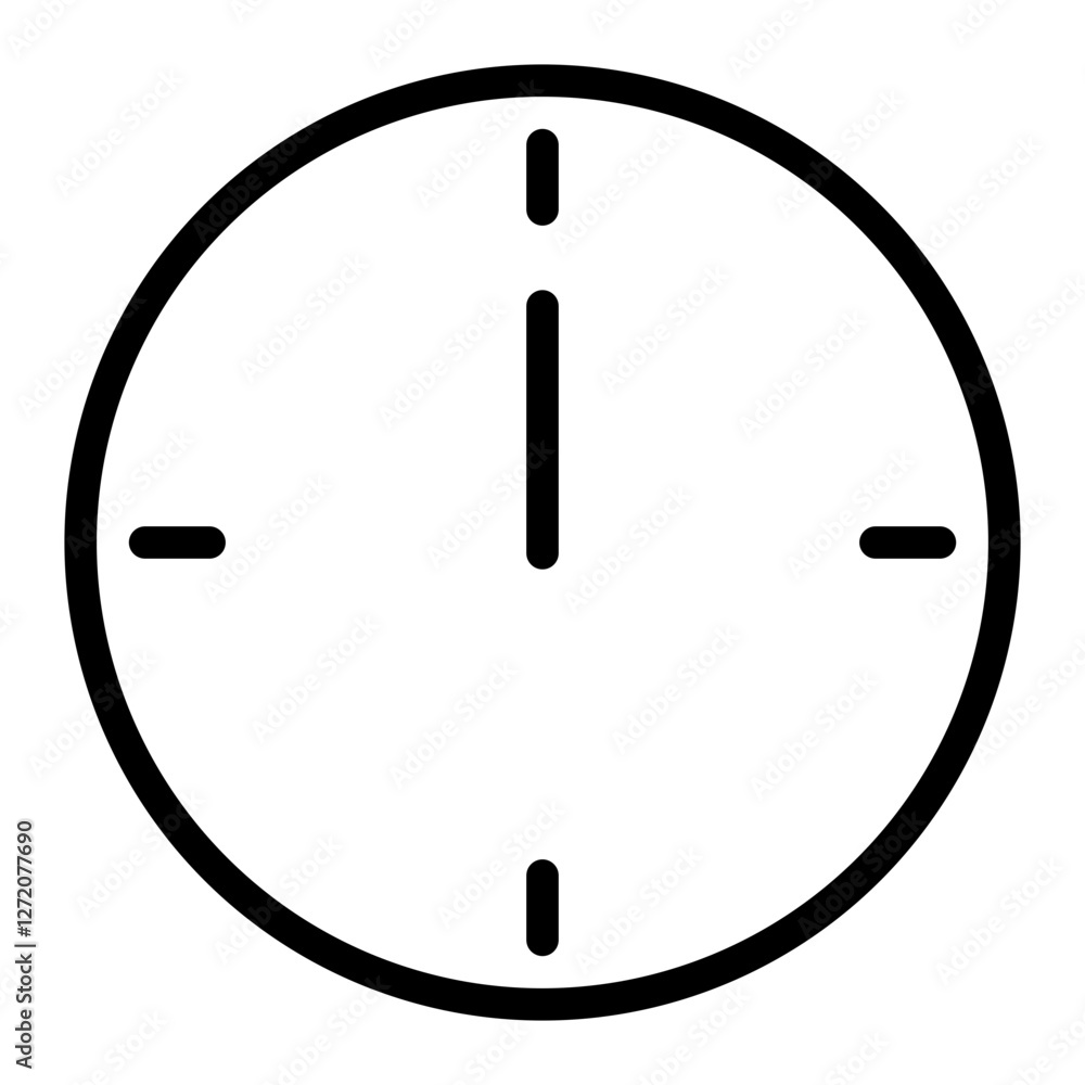 Poster simple round clock line icon showing time indicators for easy understanding
