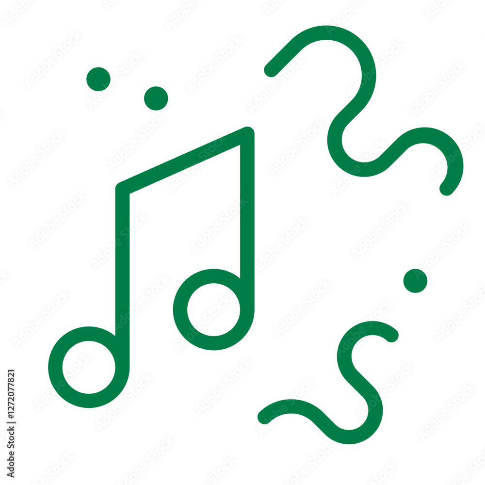 Poster abstract line icon of a musical note with decorative elements representing creativity and artistic e