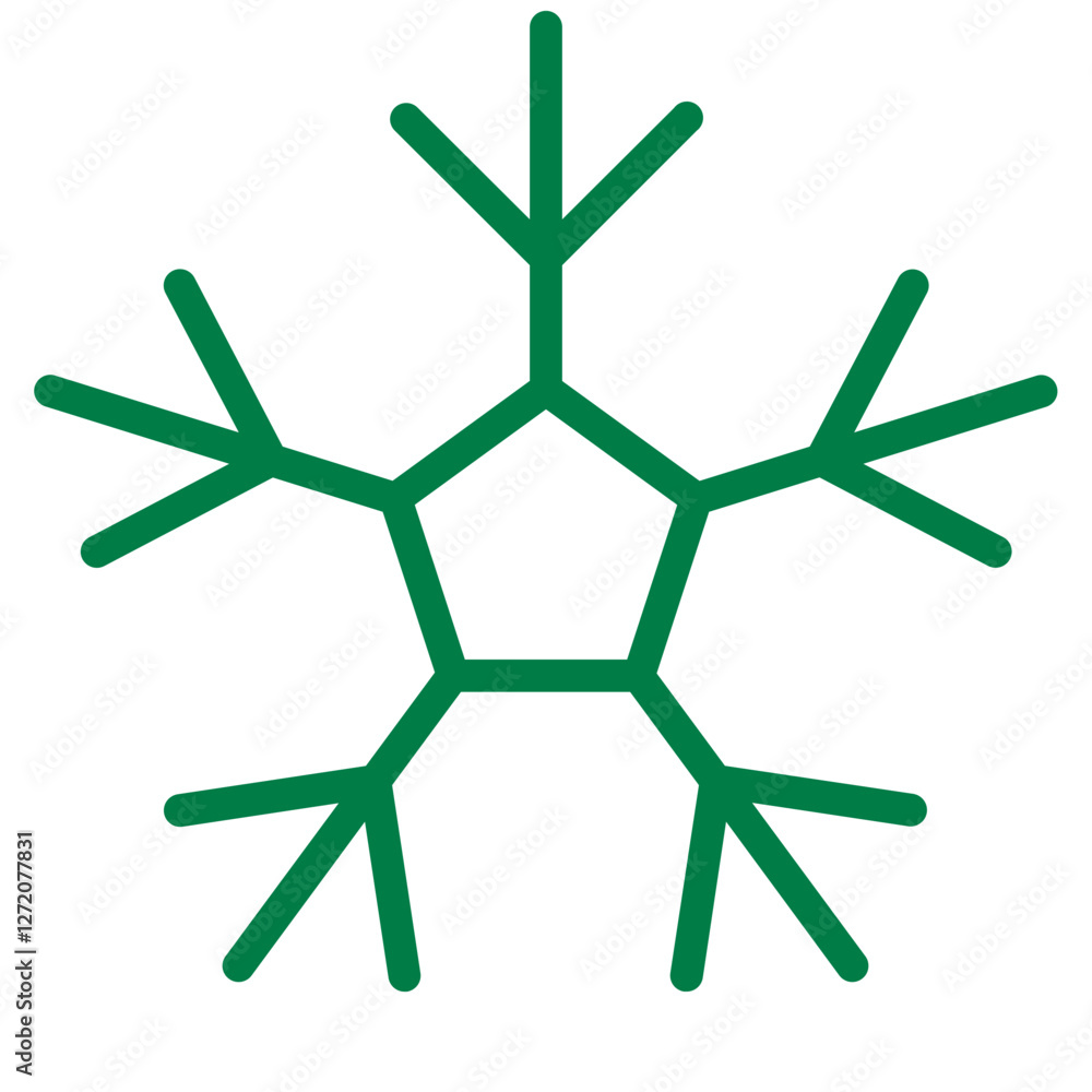 Poster simple green snowflake line icon representing winter and cold weather activity in minimalistic desig