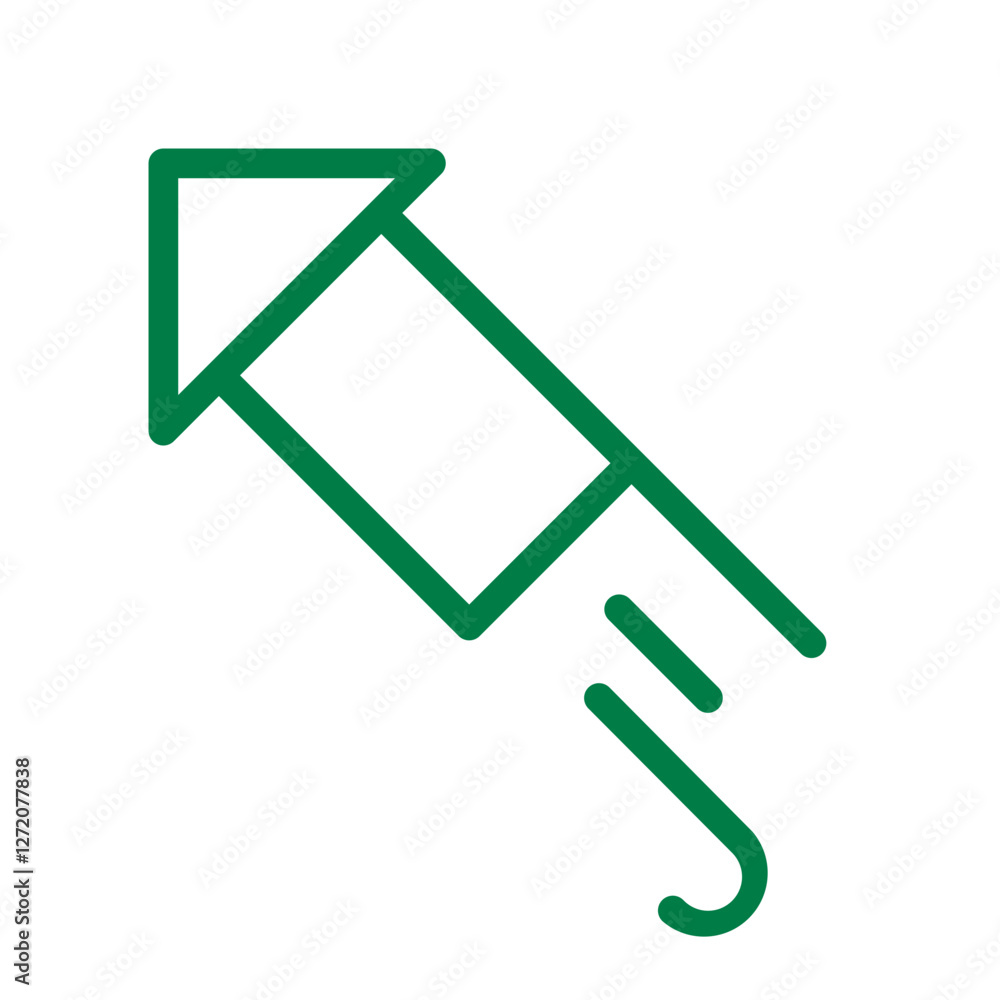 Poster vector illustration of a rocket launching upwards with trailing lines indicating speed and movement