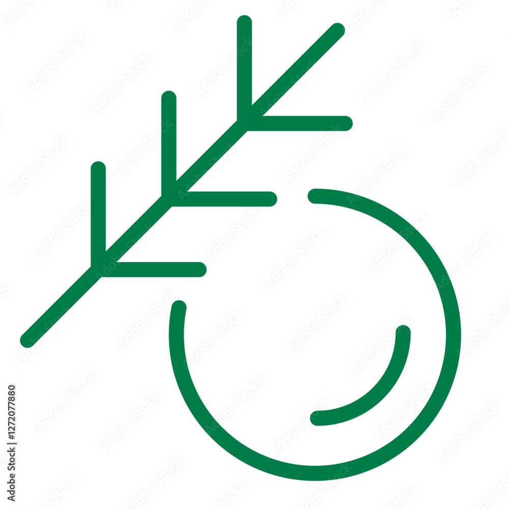 Poster simple line icon featuring a branch with circular elements representing nature and growth in minimal