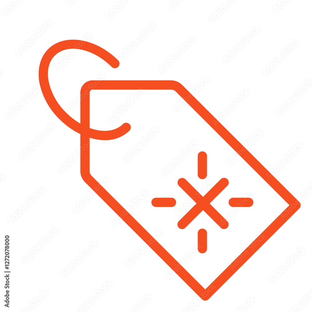 Poster line icon vector illustration of a tagging label design with a curved attachment