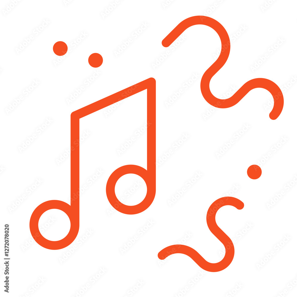 Poster line icon vector illustration depicting a music note surrounded by abstract shapes and patterns, rep