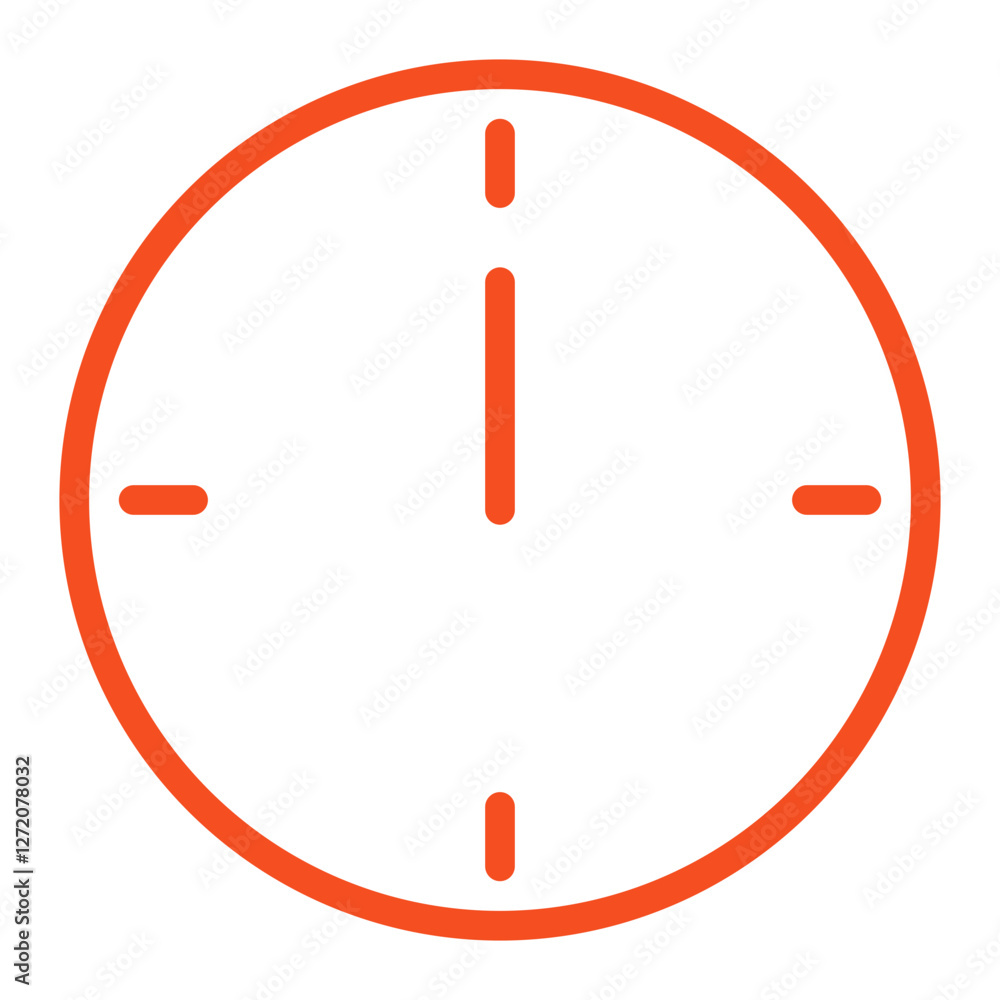 Poster simple line icon representing a clock face highlighting hour and minute positions in a minimalistic 