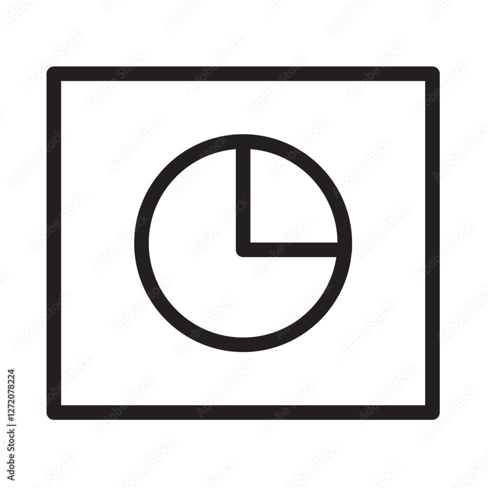 Poster line icon vector illustration depicting a pie chart within a square frame for data visualization pur