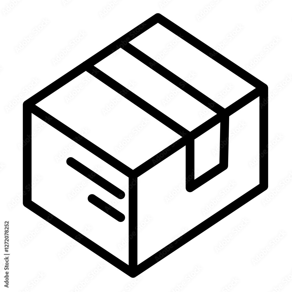 Poster simple line icon illustrating a closed cardboard box for packaging and shipping items