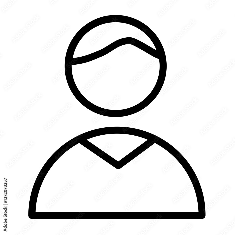 Aufkleber minimal line icon of a person with a simple hairstyle and collar, suitable for user profiles and des
