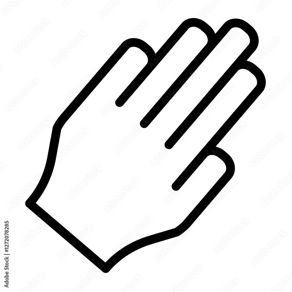 Poster hand gesture symbol representing greeting or salutation in a minimalistic line art style