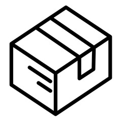Simple line icon illustrating a closed cardboard box for packaging and shipping items