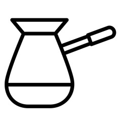 Line icon illustration of a traditional coffee pot with a handle, used for brewing coffee beverages in various settings