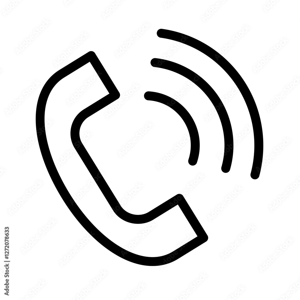 Poster vector illustration of a phone receiver with sound waves indicating a call in progress