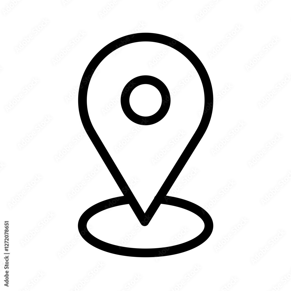 Poster location pin icon representing navigation and geographical positioning in simple design