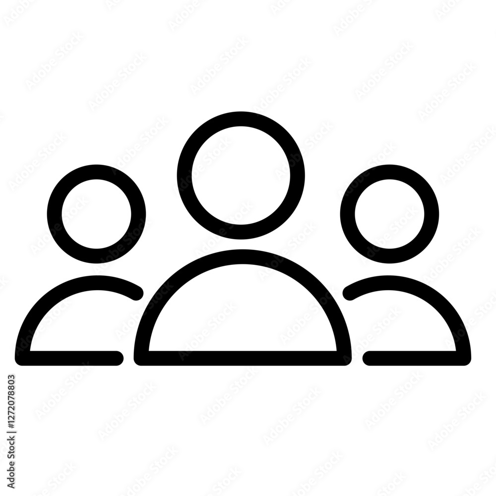 Poster line icon vector illustration of three people representing community and connection in a simple desi