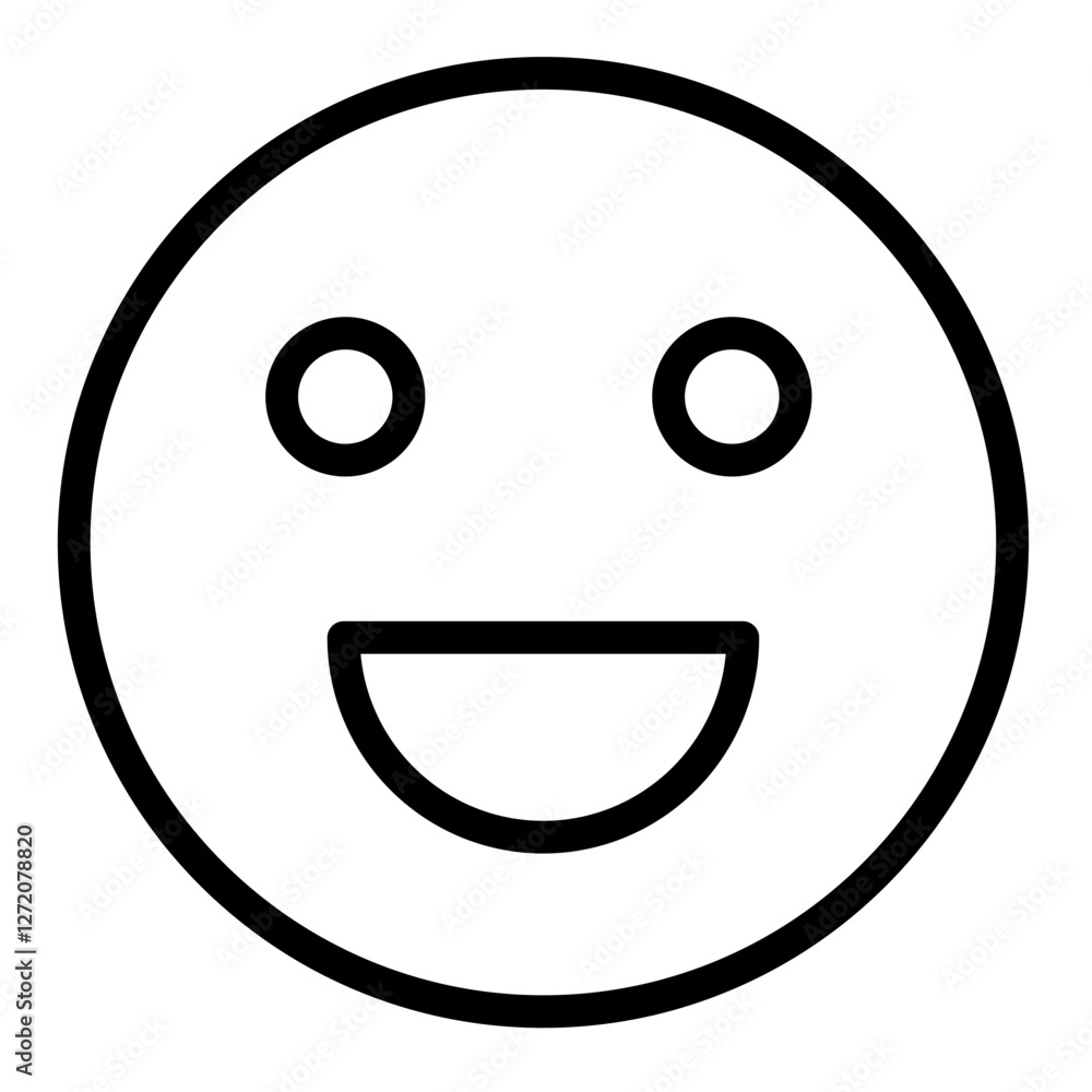Poster simple line icon of a smiling face expressing happiness and joy in a minimalistic style