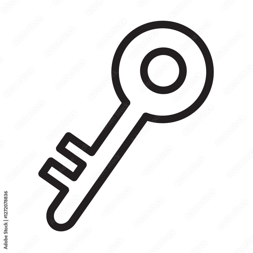 Poster simple line icon of a key showcasing a basic yet elegant design suitable for various uses in design 