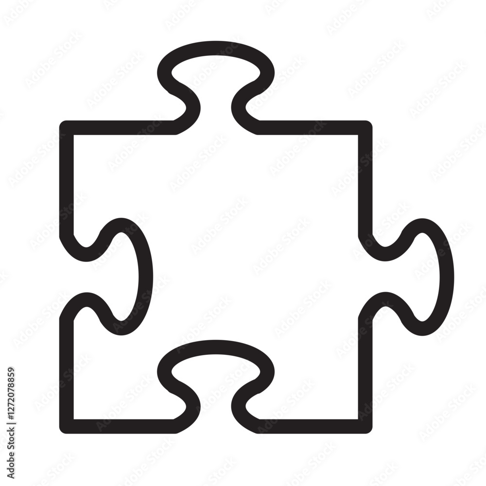 Poster design of a puzzle piece as a line icon visual representation suitable for various creative projects