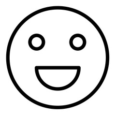 Simple line icon of a smiling face expressing happiness and joy in a minimalistic style