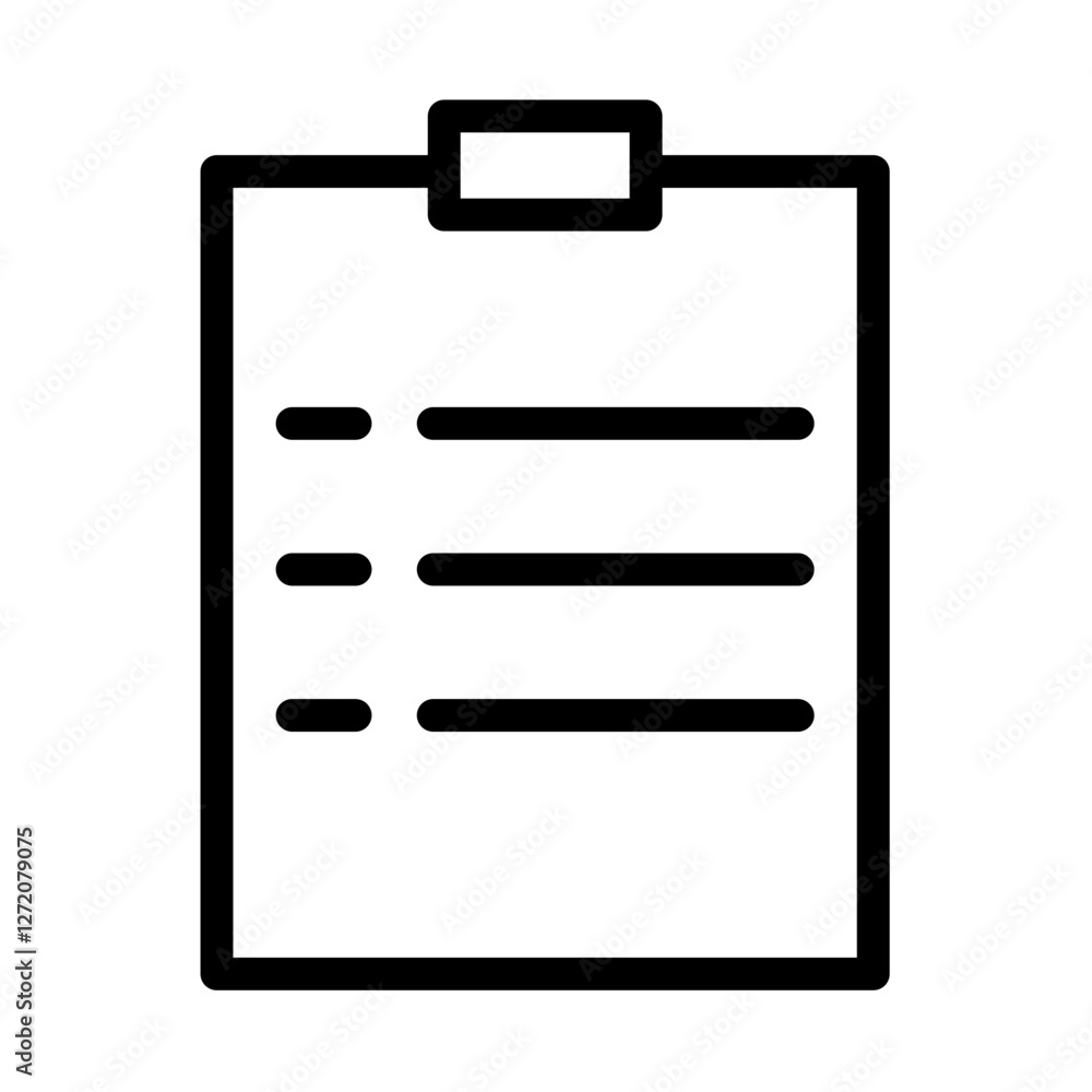 Poster simple line icon vector illustration of a clipboard with checkboxes and lines for notes or tasks