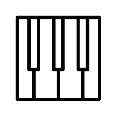 Minimalist line icon illustrating piano keys suitable for music-related designs and education materials