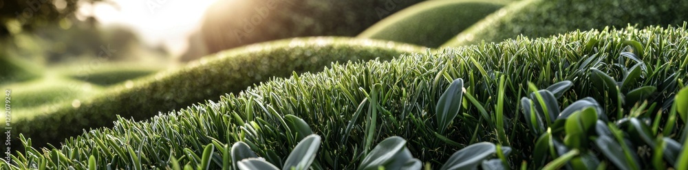 Poster the concept combines architecture and landscape, featuring a green grass field isolated on a transpa