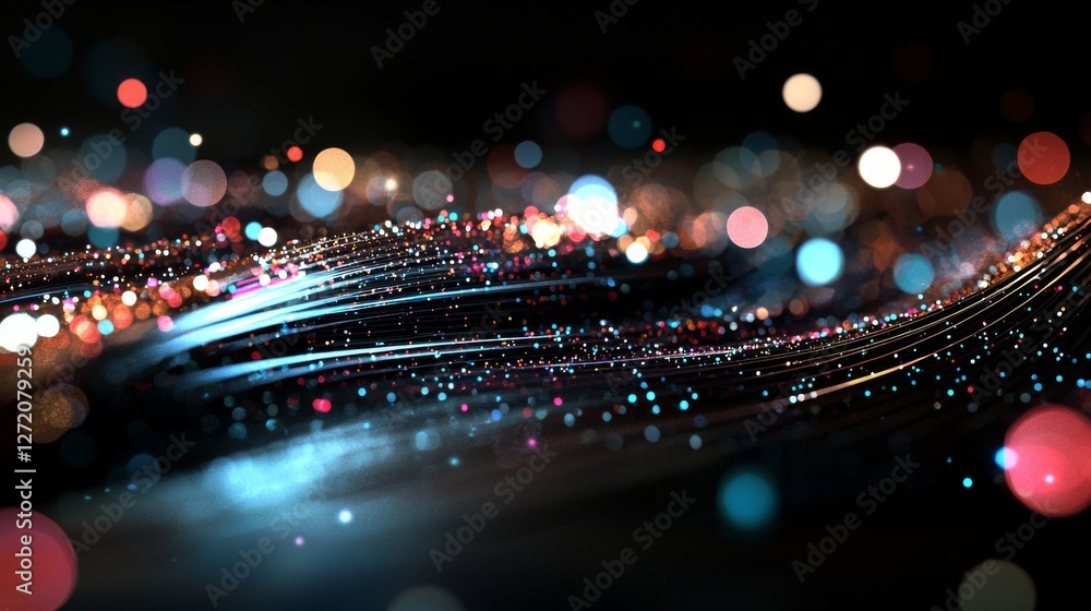 Poster the image features an abstract musical background, a molecular background that includes dna, a netwo
