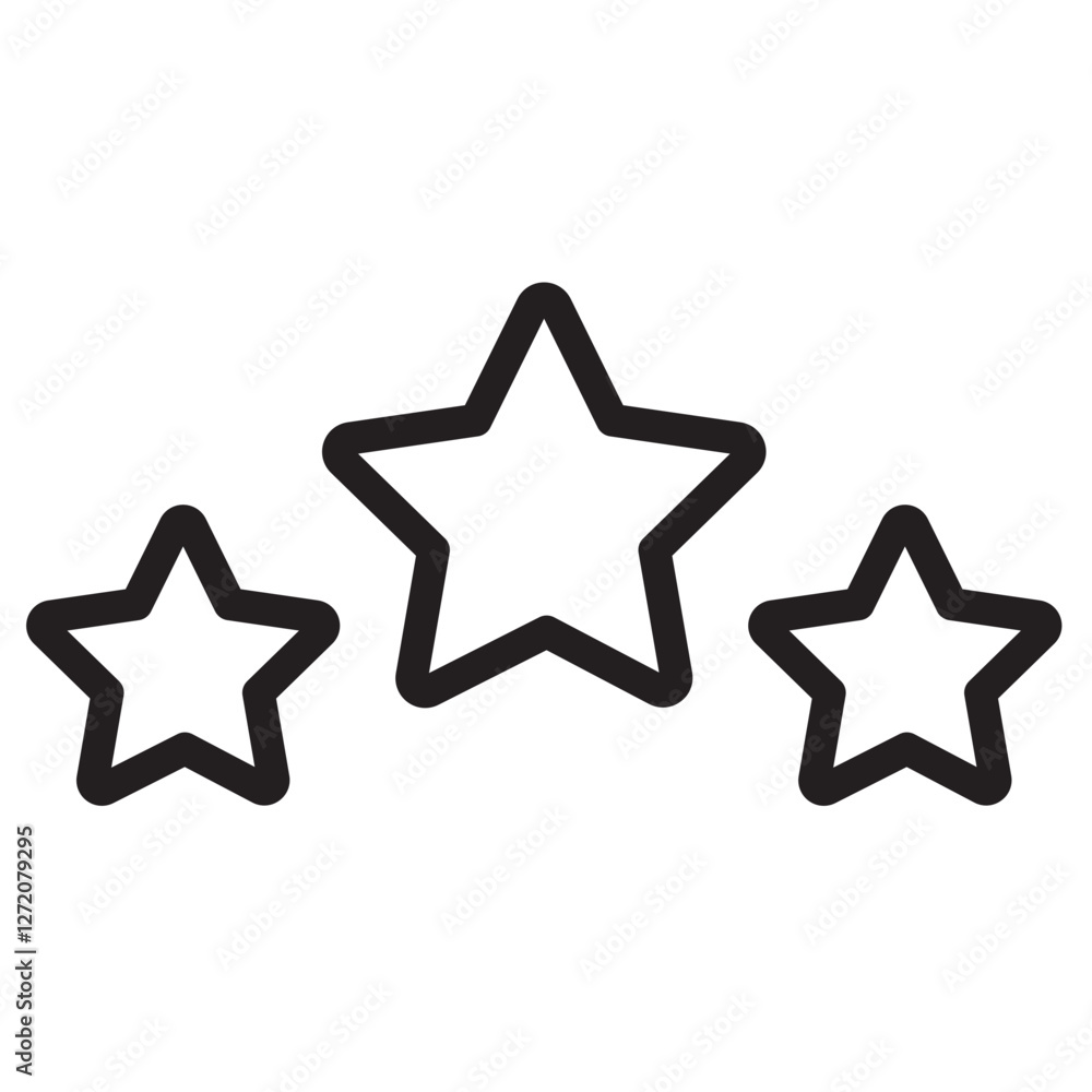 Poster line icon vector illustration of three stars in various sizes showcasing a simple and minimalist des